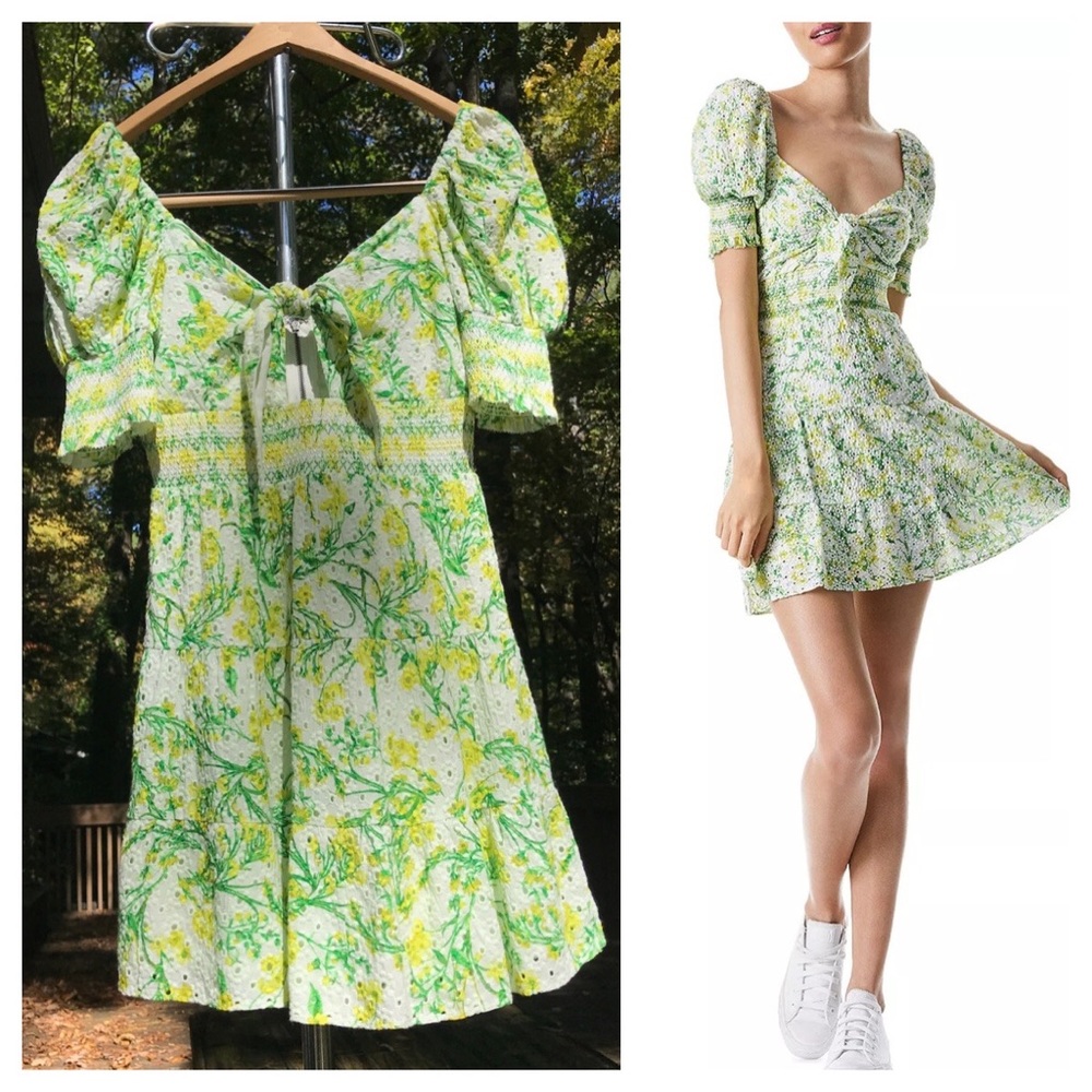Alice & Olivia Kristi Puff Sleeve Dress
